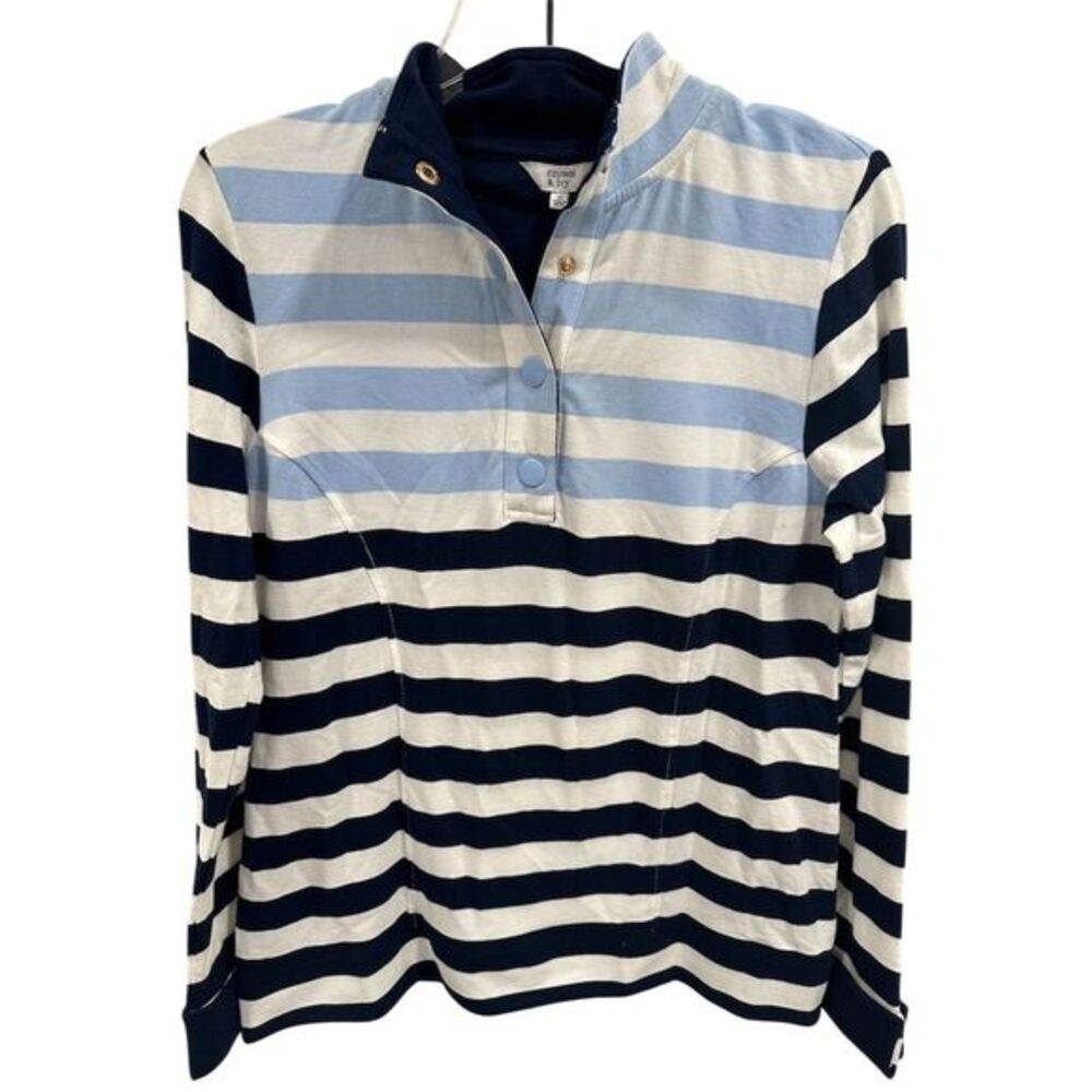 Crown & Ivy‎ Women's Striped Mock Neck Pullover Top Blue Size S AK45